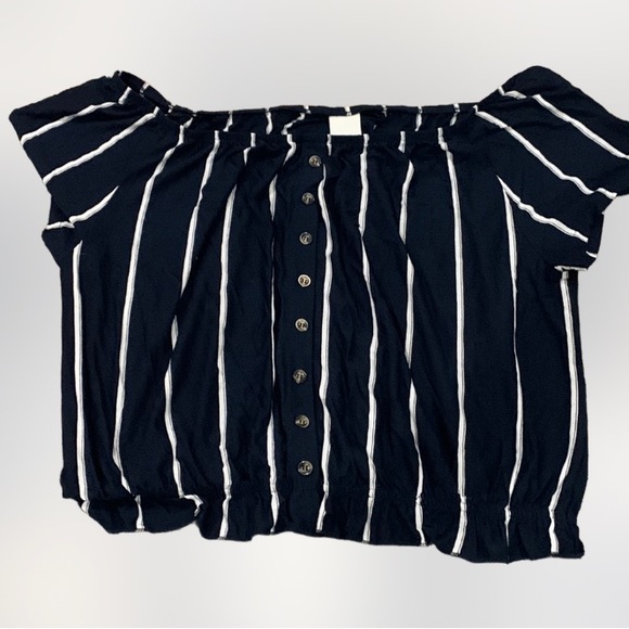 H&M Women Blue Short Sleeve Top L - Picture 3 of 8